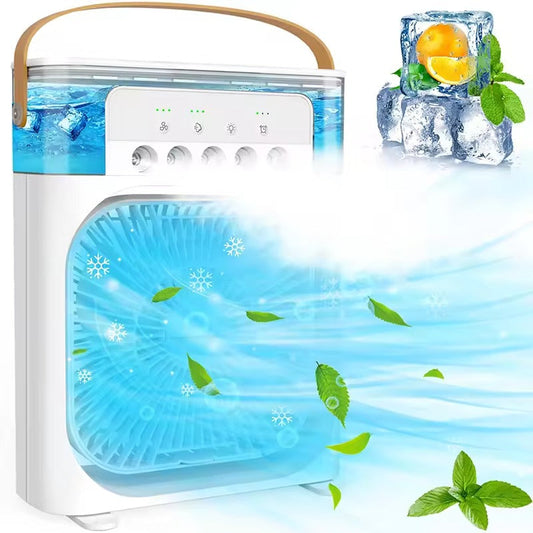 3-in-1 USB Air Cooler & Humidifier Fan with LED Light